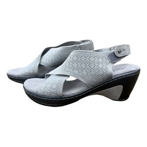 JBU Jambu Alyssa Sport Sandals Womens 8 Slingback Wedge Memory Foam Gray Shimmer